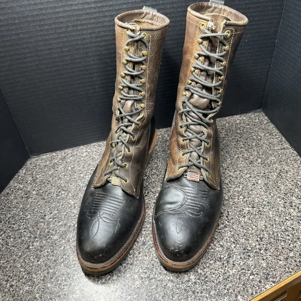 Chippewa Steel Toe Logger Packer Boots USA Vibram Lace Up Leather 10/10.5D READ‎